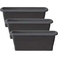 Prosperplast 3x plantenbak respana - antaciet- met onderzetter - 49 x 18 cm - bloembak