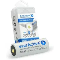 EverActive 26650 oplaadbare lithium-ion batterij 5200mAh 3.7V met beschermingscircuit en micro-USB oplaadpoort