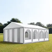 TOOLPORT Partytent 5x8 m, PVC 800, met Grondframe, grijs-wit
