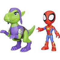 Hasbro Marvel Spidey and His Amazing Friends - Dino-Webs Spidey en Goblin Raptor - Actiefiguur - 10 cm