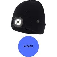 Heatkeeper - Thermomuts + LED lichtje heren - Navy - One Size - 4-Paar