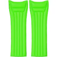 Bestway Set van 2x stuks basic opblaasbaar luchtbedden groen 183 x 69 cm - Strand/Camping