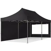 TOOLPORT 3x6 m Easy up partytent, PREMIUM staal 40mm met zijwanden (panorama), zwart