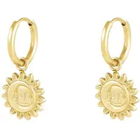 Yehwang Goudkleurige Zonne Synergy dames oorbellen - Sun Design - Roestvrij staal - Nikkelvrij - 4 cm - Sieraden