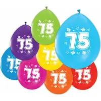 We Fiesta 16 Ballonnen 12″ 2 Zijdig bedrukt 75 jaar - Versiering Slinger Feestdecoratie Decoratie Verjaardag Jubileum Ballon Feest