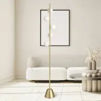 SFORZIN Design vloerlamp Pomi, dimbaar, messing / goud, Woon-/ Eetkamer, metaal, Design, vloerlamp