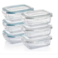 Stellar Glazen voedselbewaardozen - Meal Prep - Klikslot lekvrije deksels - Bakjes opbergen - Bakjes - Bakje met deksel - Glazen bakjes - Vershoudbakjes - Bewaarbakjes