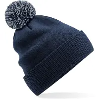 Beechfield Wintermuts met gekleurde Pompon - donkerblauw - 100% polyester - volwassenen
