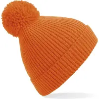 Result Gebreide warme wintermuts in het oranje met pompom voor volwassenen -