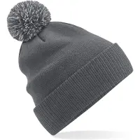 Beechfield Wintermuts met gekleurde Pompon - grijs - 100% polyester - volwassenen
