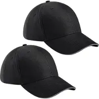 Beechfield 2x stuks 6-panel baseballcap - zwart/grijs - voor volwassenen - katoen