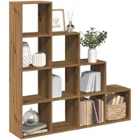 vidaXL Kamerscherm / boekenkast 131,5x29x131,5 cm hout artisanaal eik