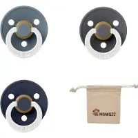 BIBS fopspeen - maat 2 6-18 maanden - 3 stuks – Glow Petrol - Glow Deep space - Glow Iron + Monkiezz speenzakje