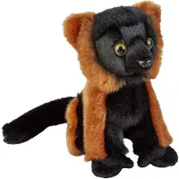 Ravensden Pluche knuffel dieren rood/zwart Lemur aapje 18 cm - Knuffeldier