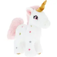 Keel Toys pluche eenhoorn knuffel - wit/roze - 16 cm - mystieke dieren - met glitter sterren - Knuffeldier