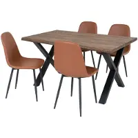 Ebuy24 Toulon eethoek eetkamertafel 95x140cm naturel en 4 Stockholm stoel bruin.