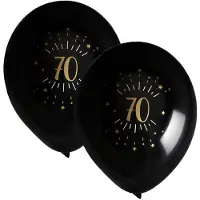 SANTEX verjaardag leeftijd ballonnen 70 jaar - 16x stuks - zwart/goud - 23 cm - Feestartikelen - Ballonnen