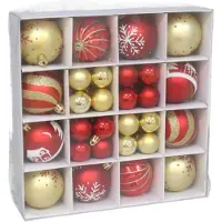 Gerimport Kerstballen en ornamenten - 42-delig - rood/goud - kunststof - Kerstbal