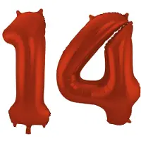 Folat Leeftijd feestartikelen/versiering grote folie ballonnen 14 jaar rood 86 cm - Ballonnen