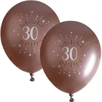 SANTEX verjaardag leeftijd ballonnen 30 jaar - 12x stuks - rosegoud - 30 cm - Feestartikelen - Ballonnen