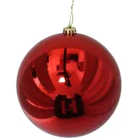 Gerimport Grote decoratie kerstbal - rood - 15 cm - kunststof - glimmend - kerstversiering