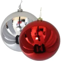 Gerimport Grote decoratie kerstballen - 2x st - zilver en rood - D20 cm - kunststof - kerstversiering