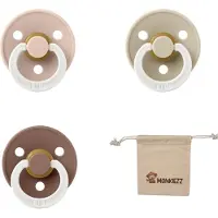 BIBS fopspeen - maat 1 0-6 maanden - 3 stuks – Glow Vanilla - Glow Blush - Glow Woodchuck + Monkiezz speenzakje