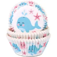 House of Marie Cupcake Vormpjes - Walvis - pk/50 - Baking Cups voor Muffins en Cupcakes