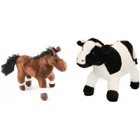 Merkloos Pluche knuffel boerderijdieren set Koe en Paard van 20 cm - Knuffel boederijdieren