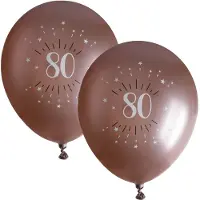 SANTEX verjaardag leeftijd ballonnen 80 jaar - 12x stuks - rosegoud - 30 cm - Feestartikelen - Ballonnen