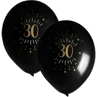 SANTEX verjaardag leeftijd ballonnen 30 jaar - 16x stuks - zwart/goud - 23 cm - Feestartikelen - Ballonnen