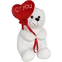 Gerimport Pluche knuffelbeer met I Love hartje - wit/rood - 20 cm - Knuffelberen