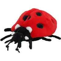Nature Planet Knuffeldier Lieveheersbeestje - pluche stof - premium knuffels - rood/zwart - 15 cm - Knuffeldier