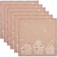 Clayre & Eef Servetten Katoen Set van 6 40x40 cm Bruin Katoen Gingerbread house