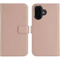 Selencia Echt Leren Bookcase voor de Apple iPhone 16 Plus - Dusty Pink