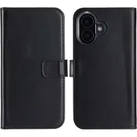 Selencia Echt Leren Bookcase voor de Apple iPhone 16 Plus - Zwart