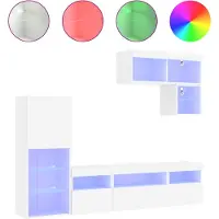 vidaXL 6-delige Tv-wandmeubelset met LED-verlichting bewerkt hout wit