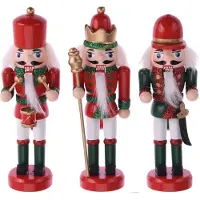 Christmas Decoration Notenkrakers kersthangers - 3x - rood/groen - 12 cm - poppetjes/soldaten - kerstversiering