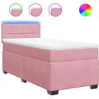 vidaXL Boxspring met matras fluweel roze 100x200 cm