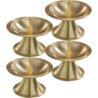 Trend Candles Luxe kaarsenhouder voor stompkaarsen - 4x - goud - metaal - voor kaarsen van 5-6 cm
