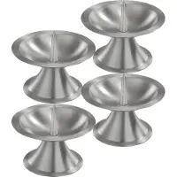 Trend Candles Luxe kaarsenhouder voor stompkaarsen - 4x - zilver - metaal - voor kaarsen van 5-6 cm
