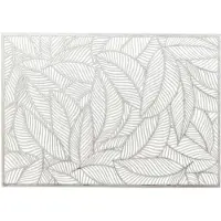 Unique living Placemat Nissa - 2x - zilver bladmotief - 30 x 45 cm - tafeldecoratie