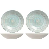 COSY&TRENDY 8x stuks ronde diepe borden Turbolino blauw 21 cm - Soepborden/pastaborden