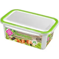 Hega hogar 2x Voorraad/vershoudbakjes 2 liter transparant/groen