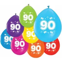 We Fiesta 16 Ballonnen 12″ 2 Zijdig bedrukt 90 jaar - Versiering Slinger Feestdecoratie Decoratie Verjaardag Jubileum Ballon Feest