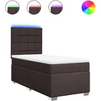 vidaXL Boxspring met matras stof donkerbruin 80x200 cm