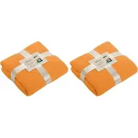 James & nicholson 2x Fleece dekens/plaids oranje 130 x 170 cm - Woondeken - Fleecedekens