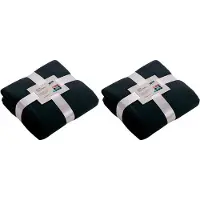James & nicholson 2x Fleece dekens/plaids marineblauw 130 x 170 cm - Woondeken - Fleecedekens