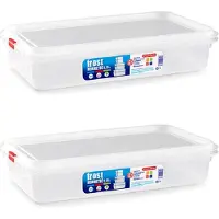 PlasticForte vershoudbakje - 5x - met deksel - 32 x 18 x 7 cm - 2.3L - meal prep bakjes