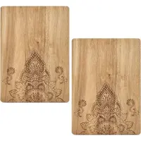 Zeller 2x Rechthoekige houten snijplanken met mandala print 40 cm - - Keukenbenodigdheden - Kookbenodigdheden - Snijplanken/serveerplanken - Houten serveerborden - Snijplanken van hout